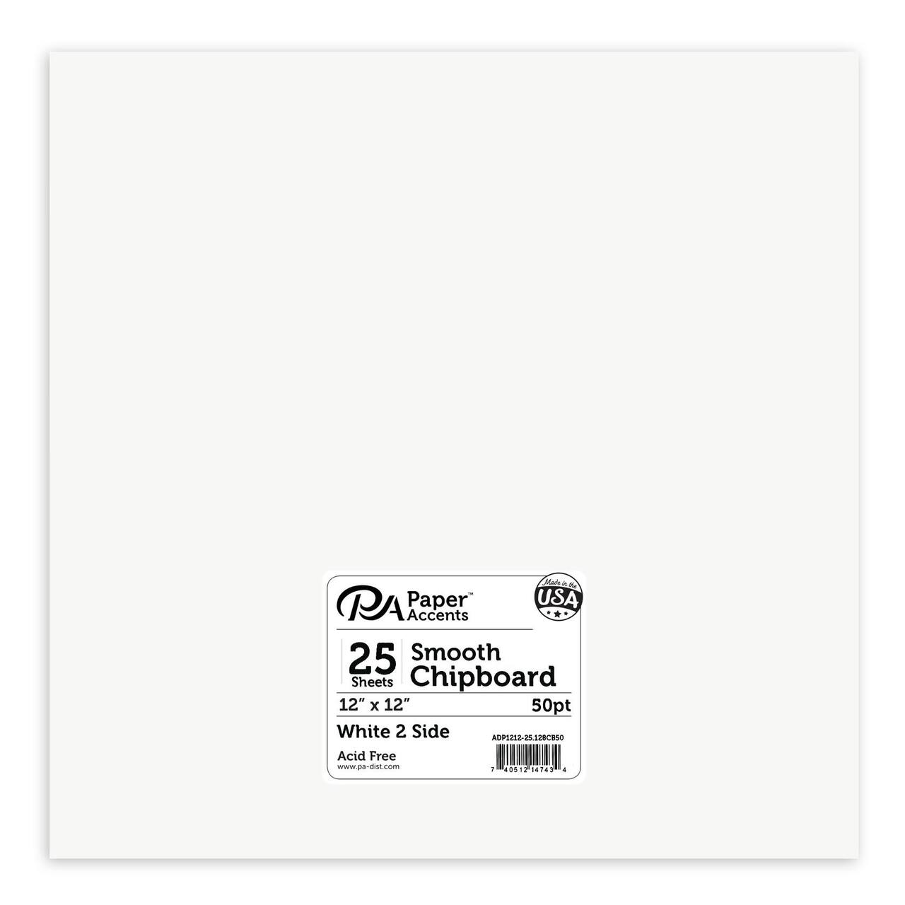 PA Paper&#x2122; Accents White 12&#x22; x 12&#x22; 50pt. Heavy Chipboard, 25 Sheets